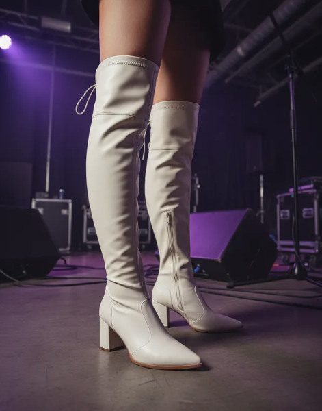 Bota over knee off white