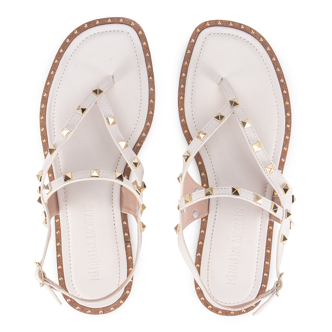 Rasteira Marfim Brilhante