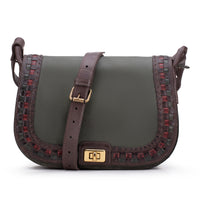 Bolsa de Couro Café & Vermelho