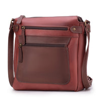 Bolsa em Couro Vermelho & Chocolate